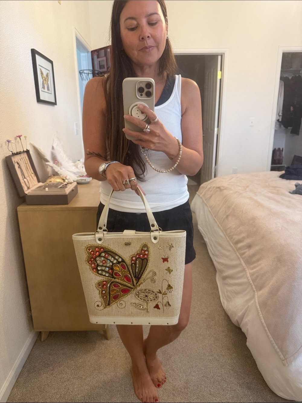 ViNTAGE butterfly embellished handbag & tote